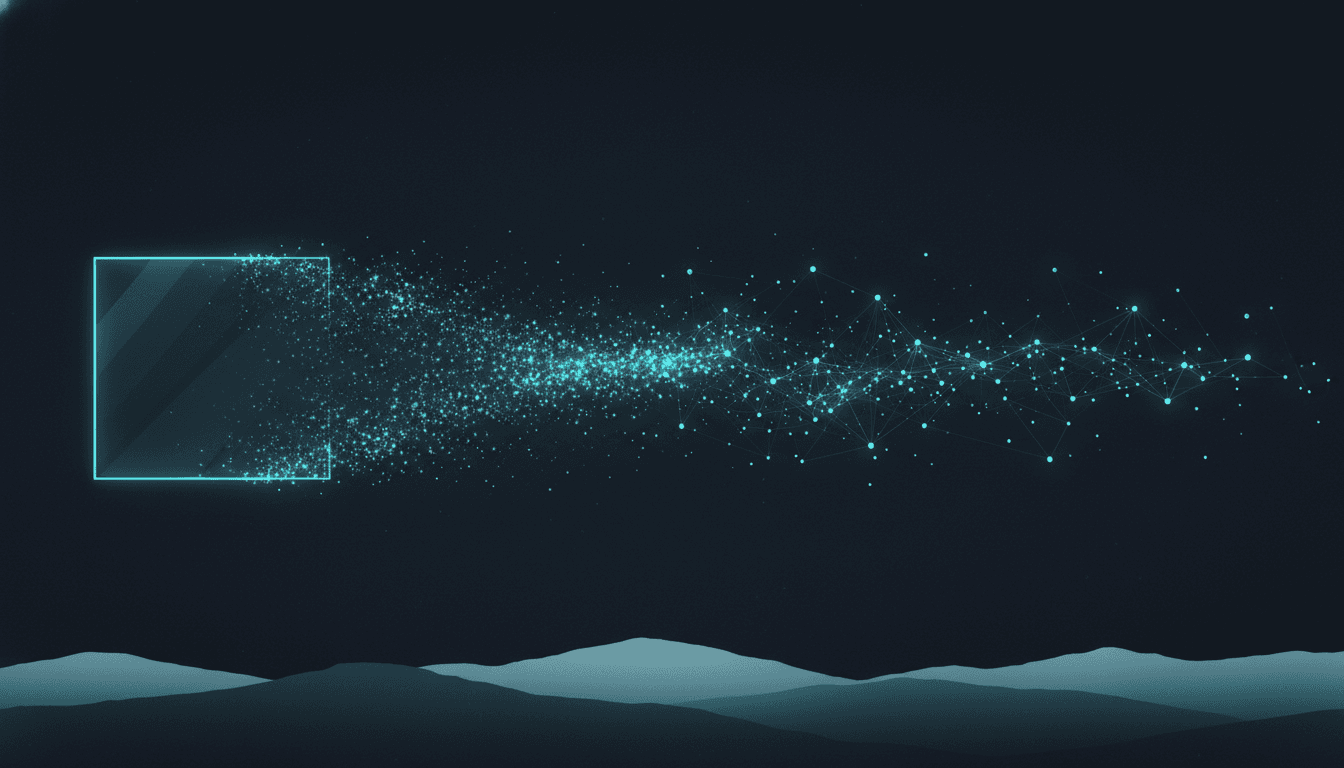 Editorial cover artwork for the Morvion newsletter article "The hospitality stack you already bought (and why it's still broken).", rendered in the studio's navy + cyan-particle Arctic Glass style.